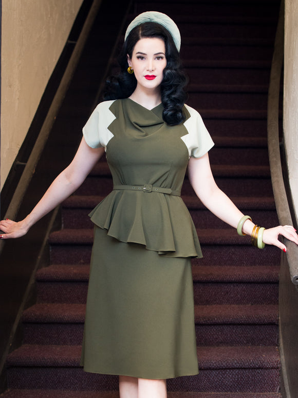 Lana Dress, Olive/Sage - miss nouvelle vintage inspired pinup rockabilly 1950s retro fashion