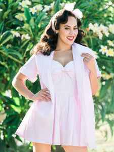 Nani Wahine Playsuit & Coverup Set, Pink - miss nouvelle vintage inspired pinup rockabilly 1950s retro fashion