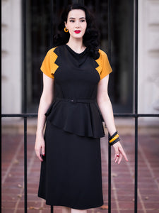 Lana Dress, Black/Mustard - miss nouvelle vintage inspired pinup rockabilly 1950s retro fashion