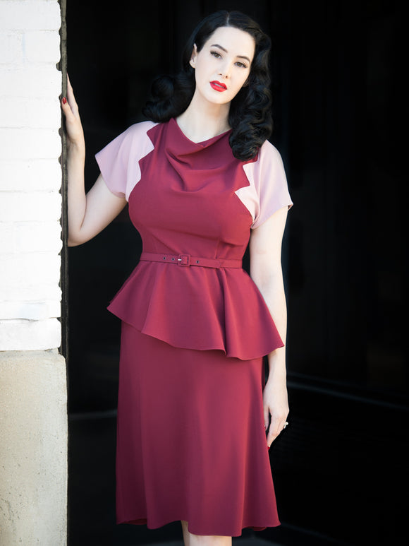 Lana Dress, Merlot/Rose - miss nouvelle vintage inspired pinup rockabilly 1950s retro fashion