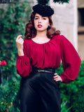 Rita Blouse, Burgundy - miss nouvelle vintage inspired pinup rockabilly 1950s retro fashion