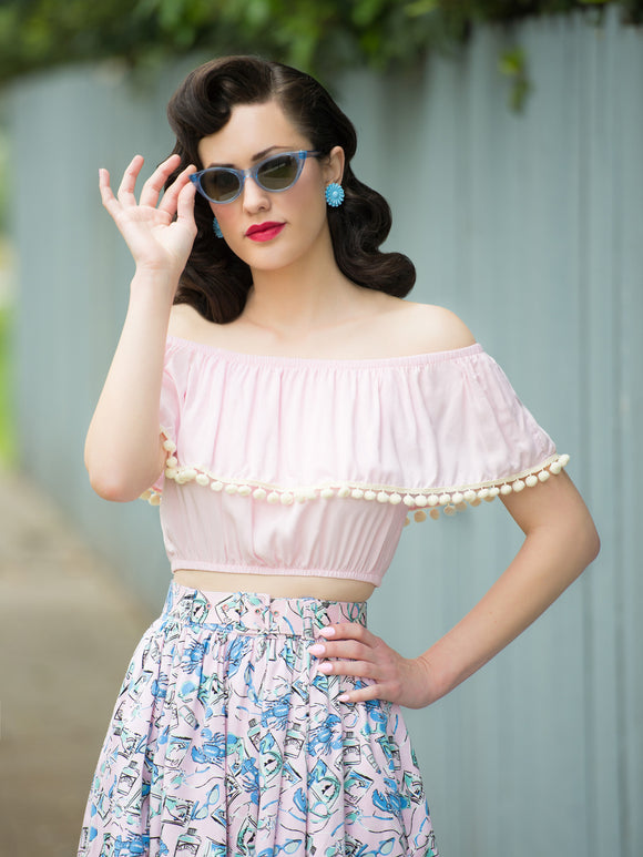 Shimmy Crop, Pink - miss nouvelle vintage inspired pinup rockabilly 1950s retro fashion